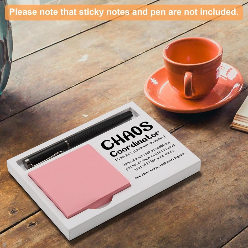 CINRLLA Chaos Coordinator Desk Note Holder Funny Gift for Coworker Boss Assistant, White Wood Sticky Note and Pen Tray, Office Organizer Decor for Women Men, Admin Appreciation Gift, NPB603 - Image 5